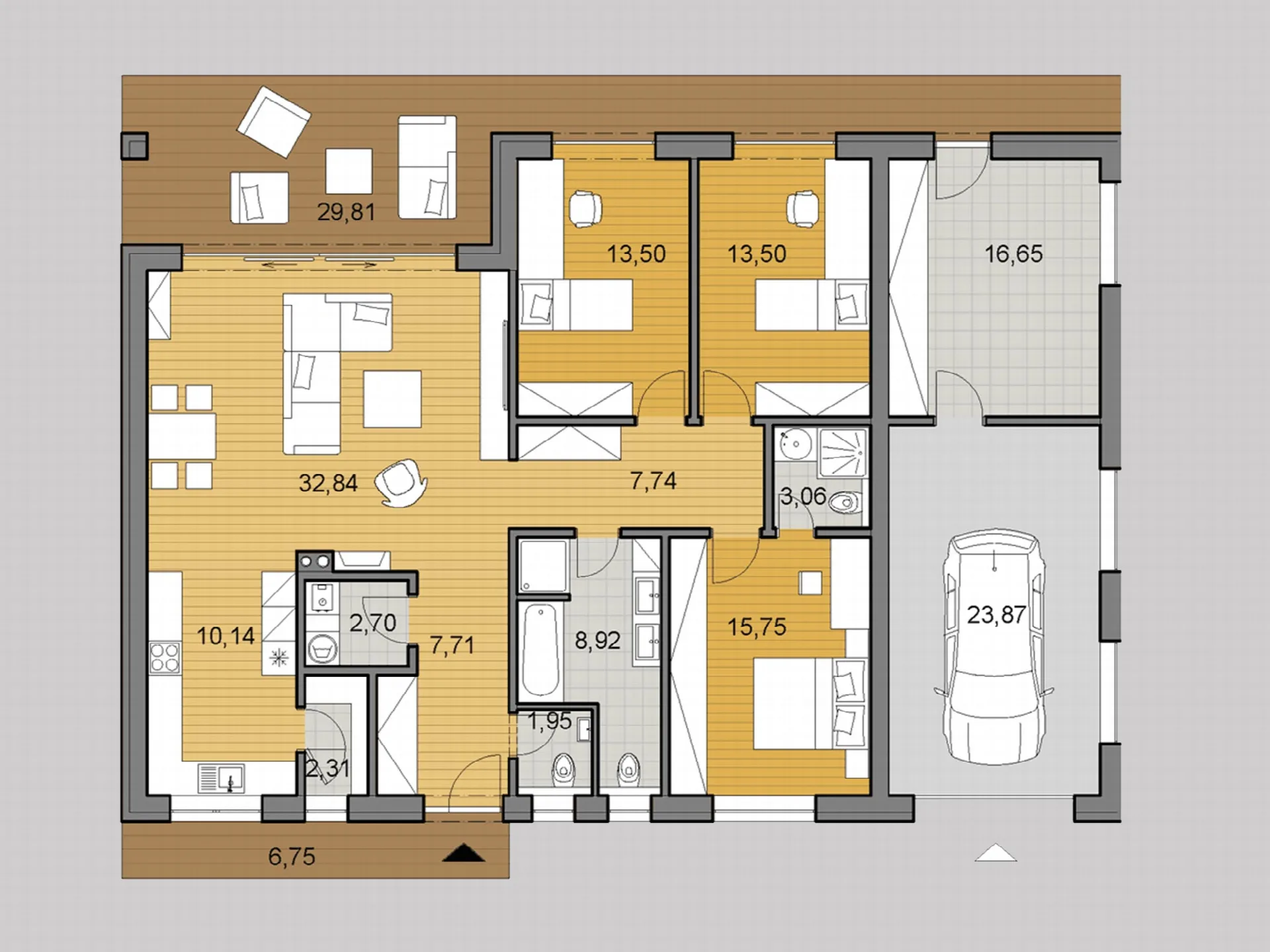 Bungalov 120 m² – pôdorys